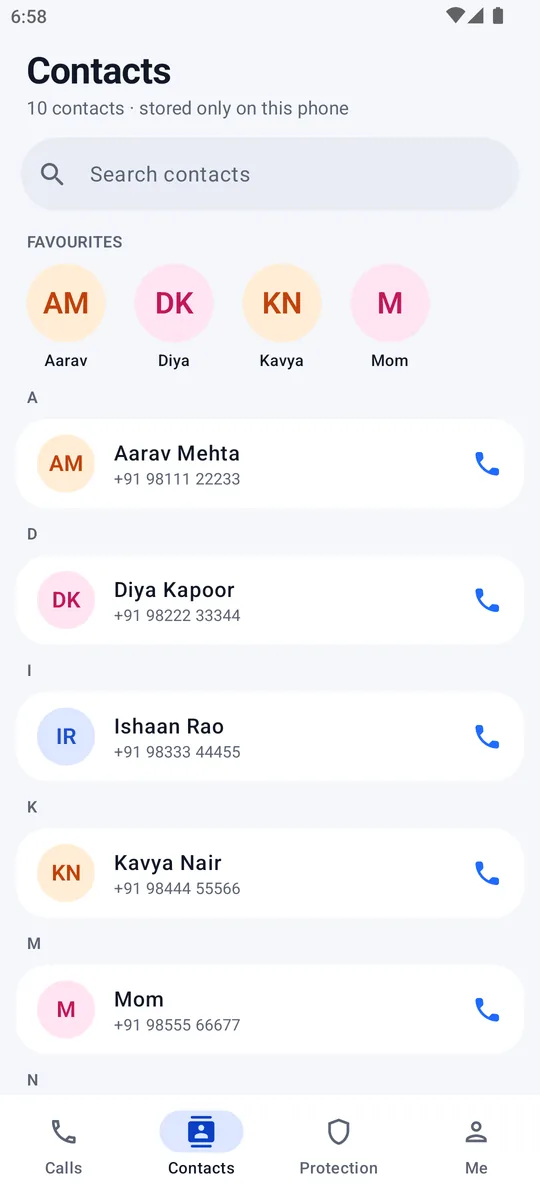 Contacts with favourites
